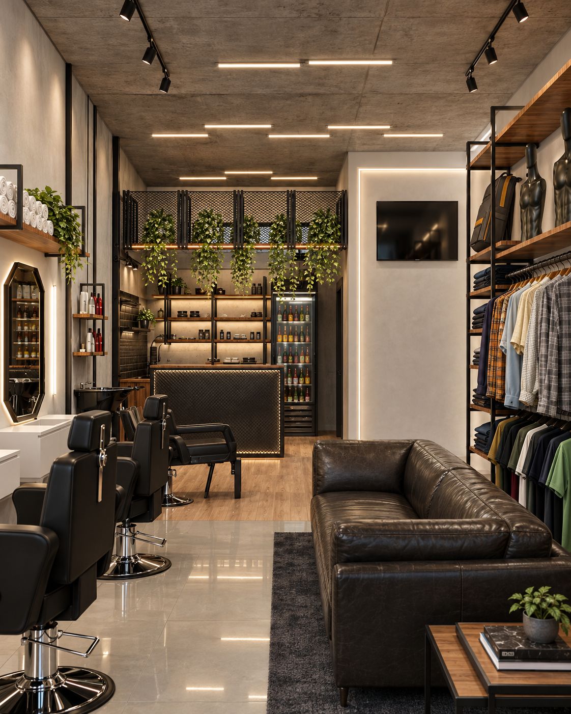 Barbearia e loja — projeto comercial