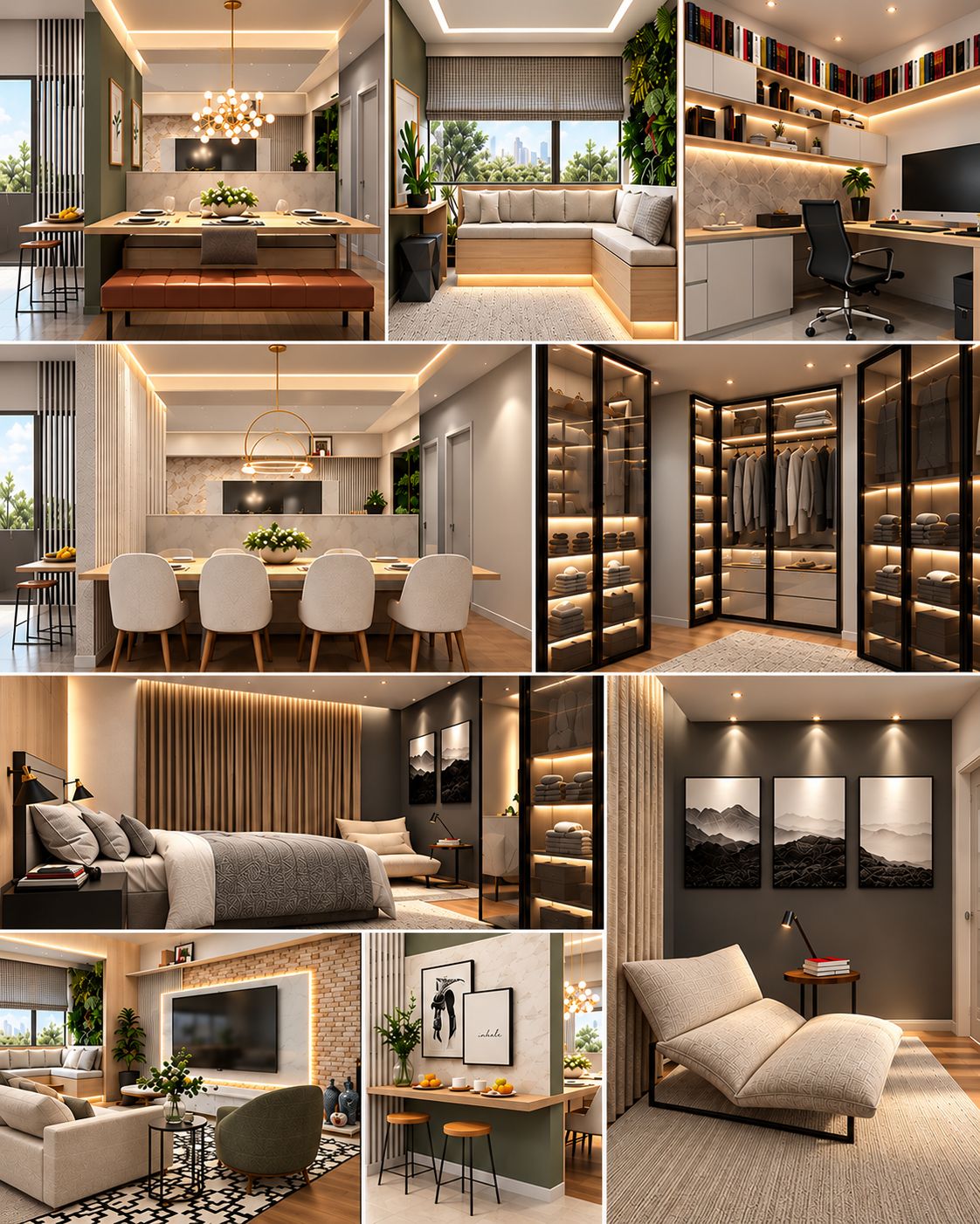 Composição de interiores residenciais